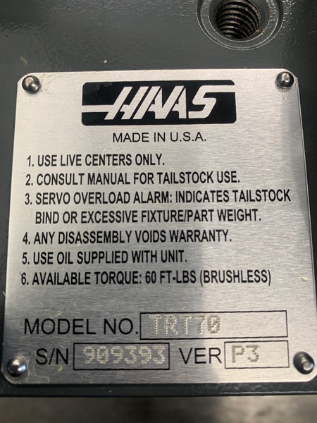 2.76" Haas #TRT70, dual-axis trunnion rotary table, P3 Sigma-5 servo motors - Image 5
