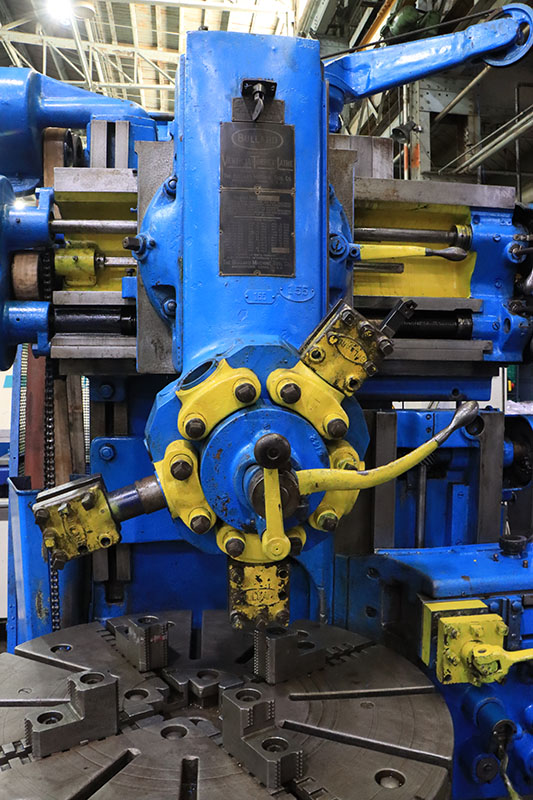 42" Bullard, vertical boring mill, 44" swing, 42" table, spiral drive, turret, side head, 4-jaw - Image 4