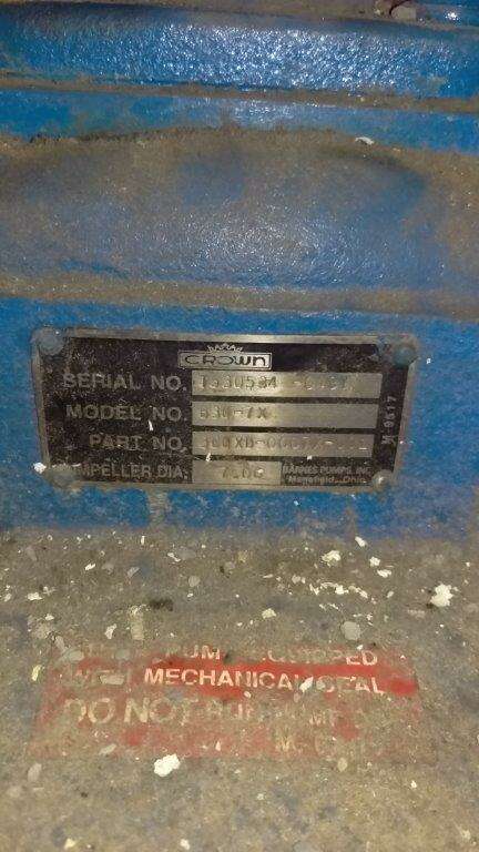 100 GPM @ 60' TDH, Crown #B30-7X, self priming, D.I., 3 x 3 x 7, 3 HP, horizontal, #1271661 (2 available) - Image 6