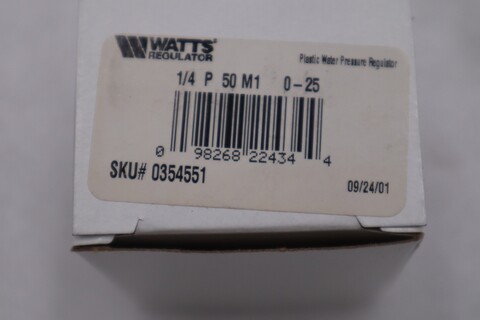 Watts #1/4 P 50 M1, Water Pressure Regulator, 0-125 psi, 1/4", New - Image 3