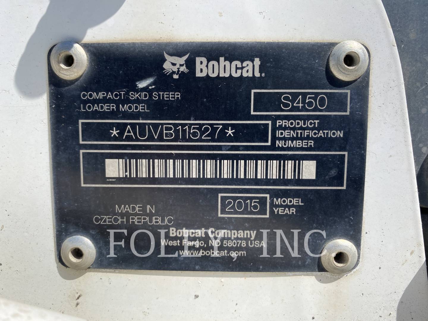 Bobcat S450, Skid Steer Loader, 3128 hours, S/N: AUVB11527, 2015 - Image 6