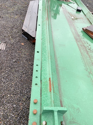 1" Steel Plate, 6' width x 20' L, 4,900 lb. per sheet, 6" x 6" x 1" attached angle iron, (3 available) - Image 9