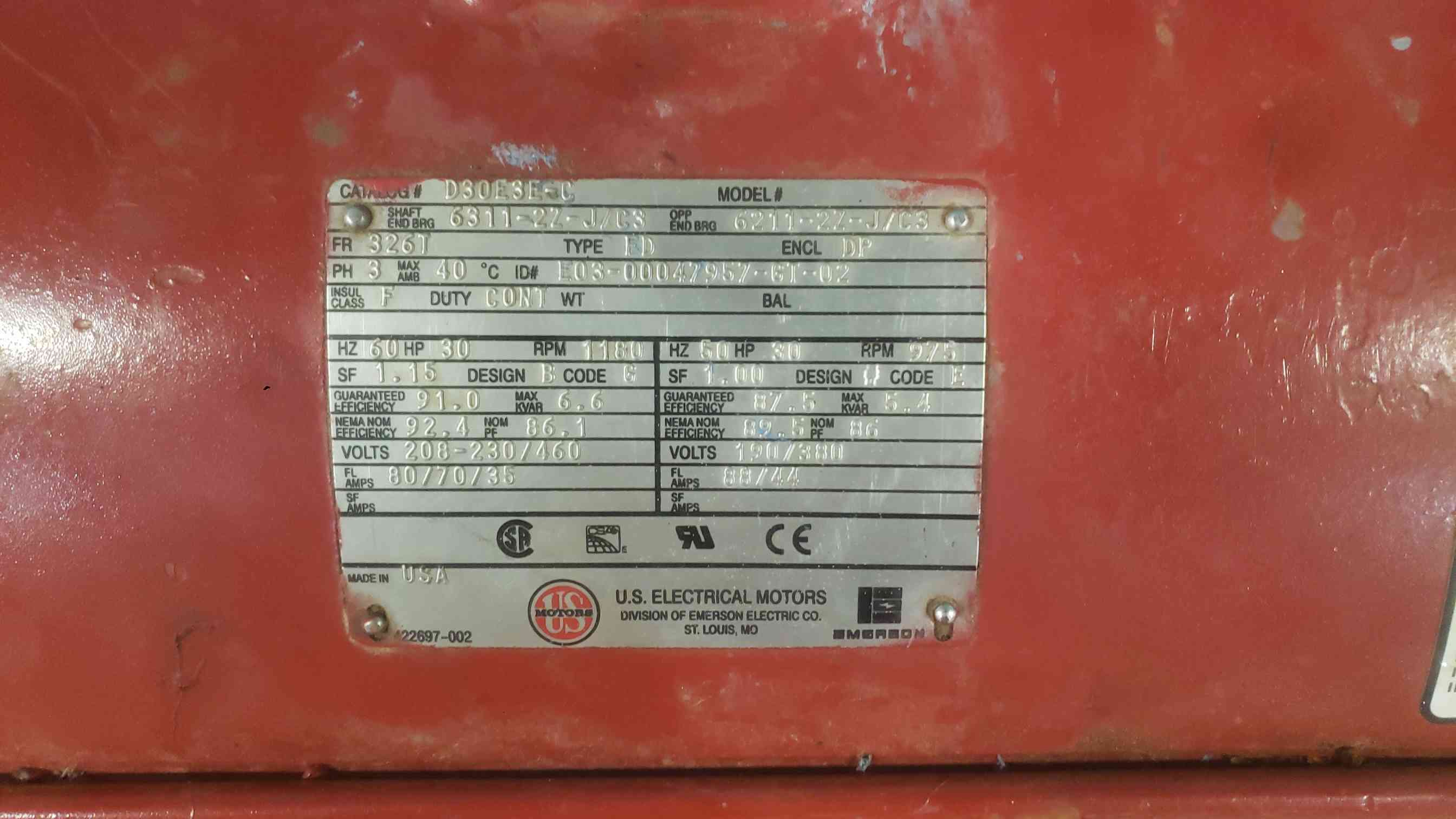 Bell & Gossett #HSC3, split case centrifugal pump, 8 x 8 x 17, US Motors 30 HP motor, 208-460 V. - Image 3