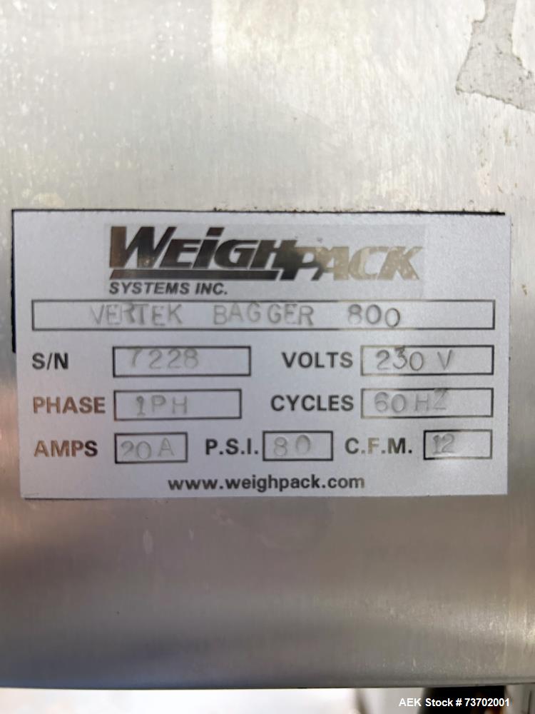 WeighPack #VerTek-800, Vertical Bagger, 60 bags/min., 8" x 17.25" bag size, Omron Sysmac CP1H PLC, 10" Paxiom - Image 7