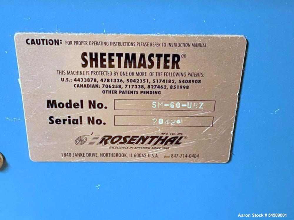 60" Rosenthal #SM-60-UBZ, Sheeter, powered feed rolls, adjustable roll gap, variable speed drive, scissor - Image 5