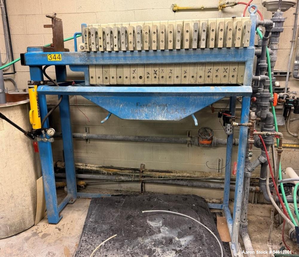 24" x 24" ACS, plate and frame filter press, 20 polypropylene plates, hydraulic plate closing, cake discharge - Image 1