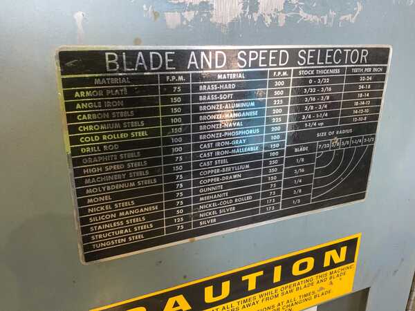 8-1/2" x 14" Roll-In #EF1459, vertical band saw, 120" x 3/4" blade, 30" x 18-1/2" table, 1 HP - Image 8