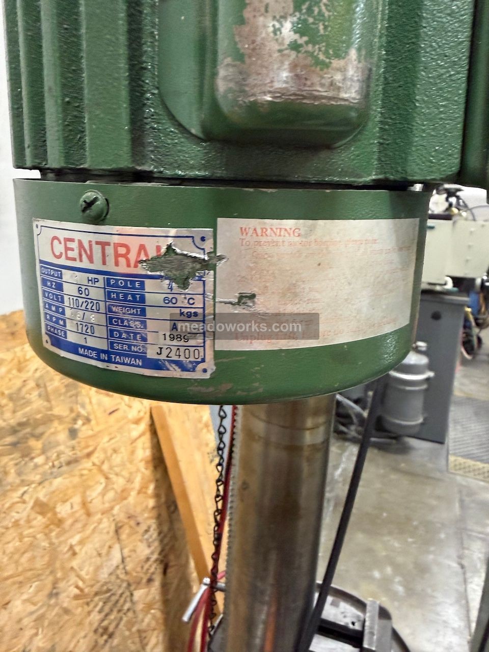 Central Machinery #T-583, 16-Speed Floor Drill Press, 1 HP, 3800 RPM, 110 Volt, 1989 - Image 3