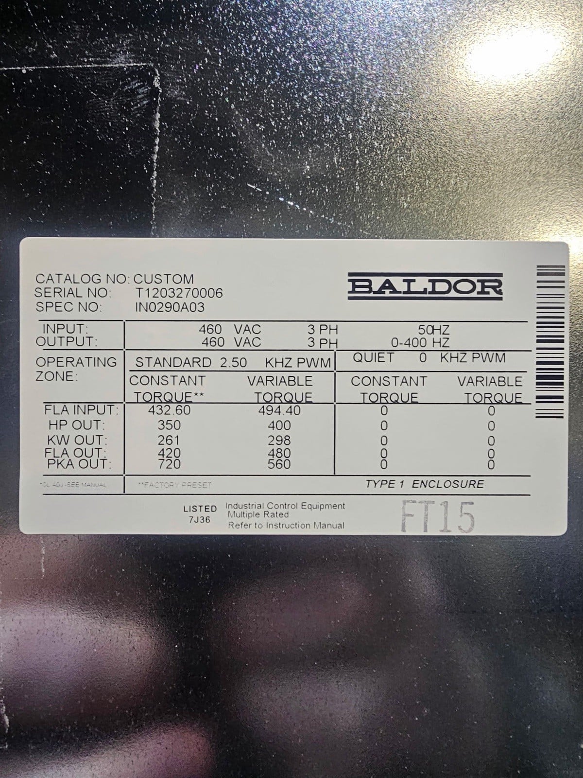 400 HP Baldor, Variable Frequency Drive, new - Image 7