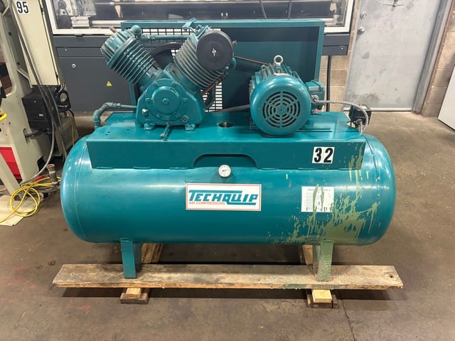 10 HP Techquip #MPC-32, Air Compressor, horizontal receiver tank, 1750 RPM, 200 psi @ 450°F MAWP, 575 Volt - Image 1
