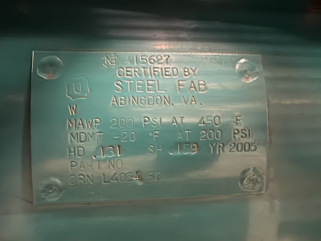 10 HP Techquip #MPC-32, Air Compressor, horizontal receiver tank, 1750 RPM, 200 psi @ 450°F MAWP, 575 Volt - Image 6