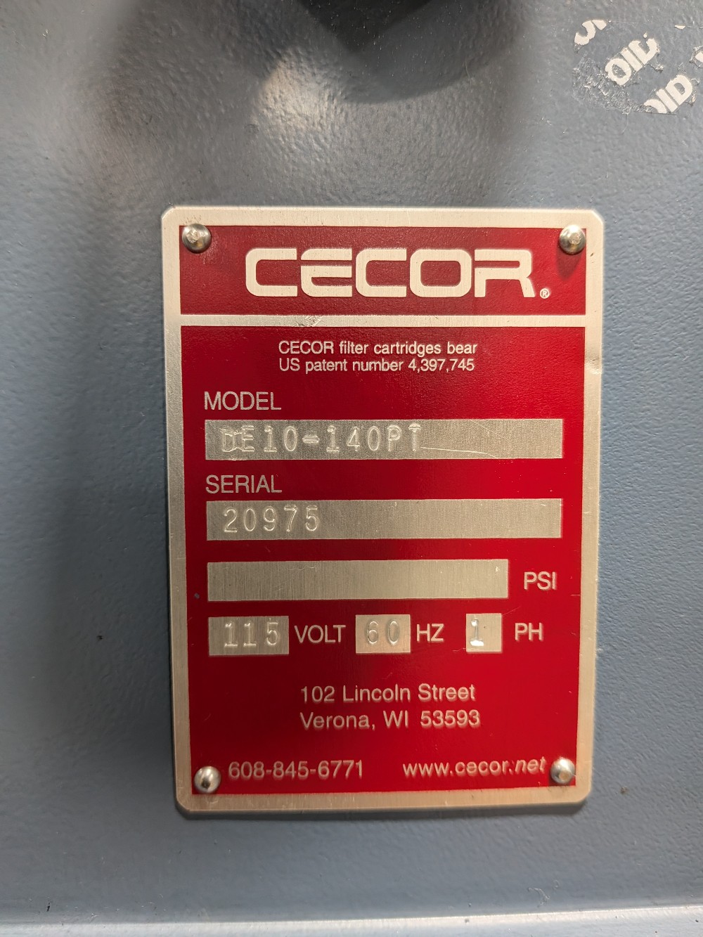 Cecor #DE10-140PT, Coolant Dispenser, 140 gallon portable tank, electric pump - Image 10