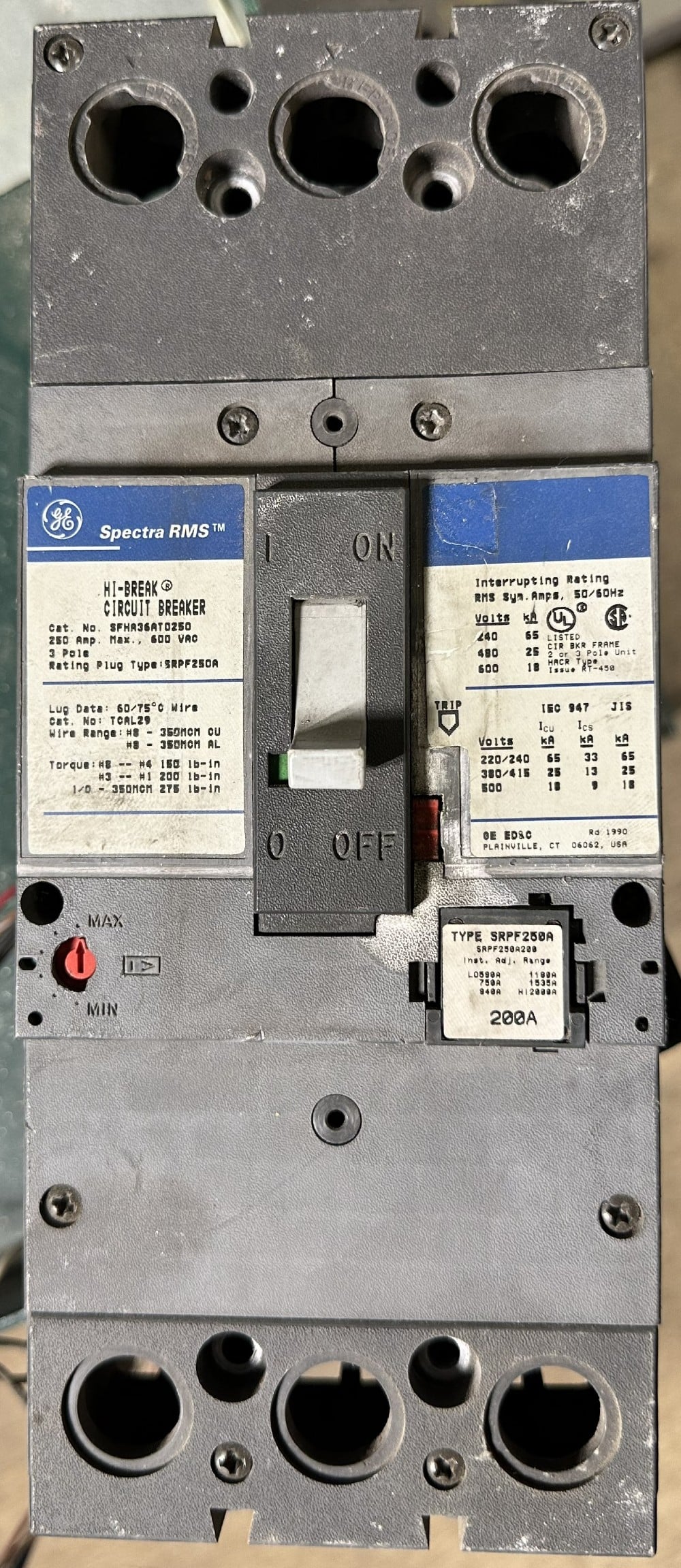 General Electric, Spectra RMS Hi-Break, Electronic Trip, 3-Pole, 250A Frame, 600VAC Max., Adjustable-Trip - Image 2