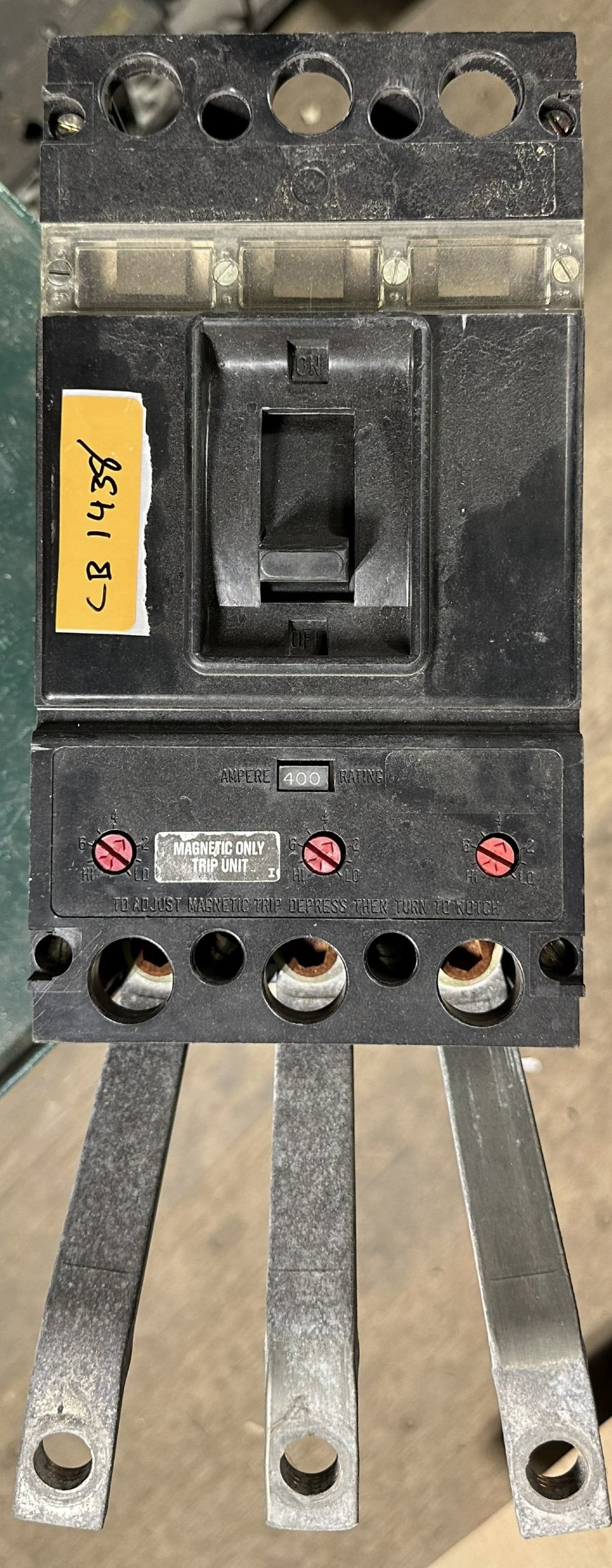 Westinghouse Electric Corp., 3-Pole, 400A, Magnetic Trip Only, MCCB, Adjustable Hi/Lo Switch - Image 2