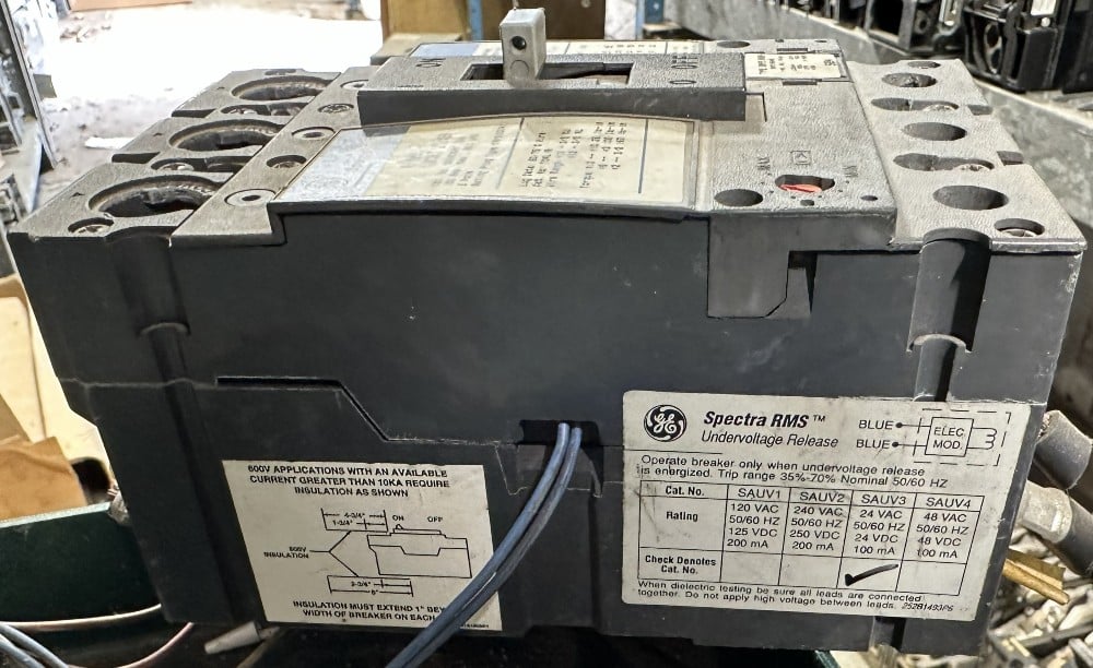 General Electric, Spectra RMS Hi-Break, Electronic Trip, 3-Pole, 100A Frame, 600VAC Max., Electronic Adj.-Trip - Image 2