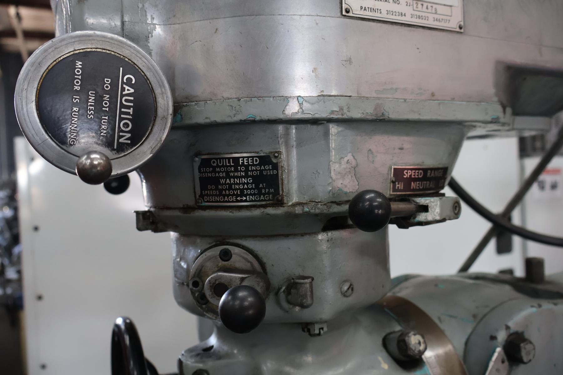 Bridgeport, vertical mill, 40" x9" tbl., 1 -1/2 HP, 32" X, 12" Y, 15" Z, 60-4200 RPM, R-8, 2J head, X-axis - Image 8