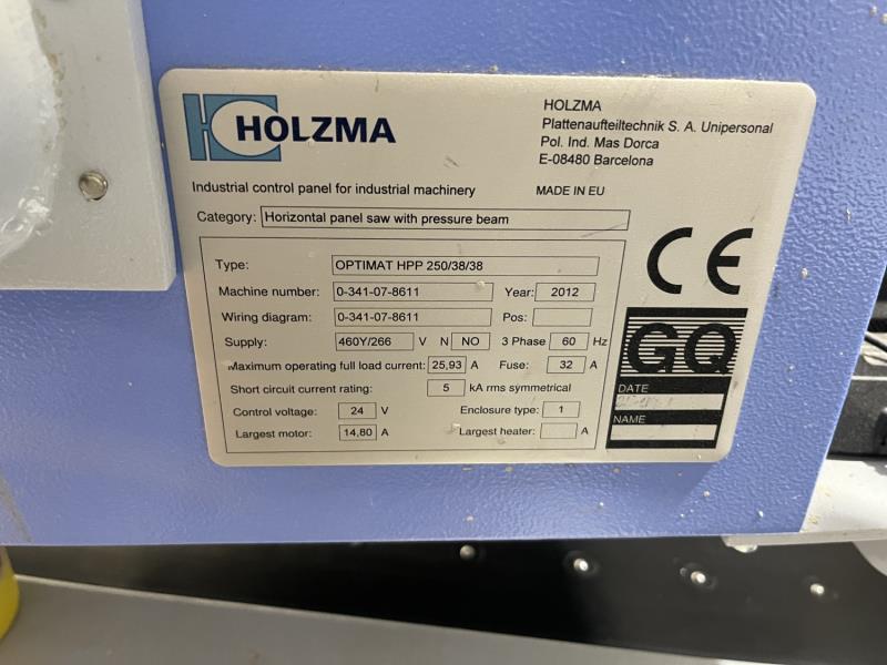 Holzma #HPP-250, front load automatic panel saw, 149.6" cutting length, 2.95" blade projection, 18 HP, 4,700 - Image 6