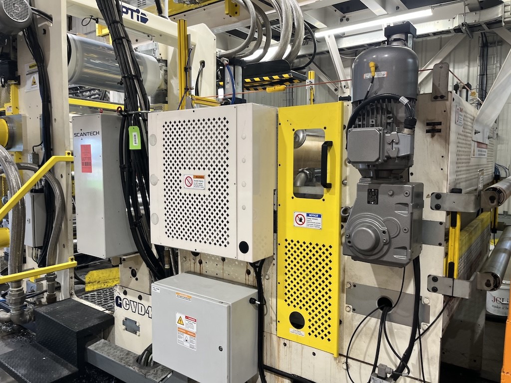 5" PTI #G5000, sheet extrusion line, 32:1 L/D, 300 HP, 42" wide die, GCVD481830 3-roll stack, 2,000 PPH, 575 - Image 9