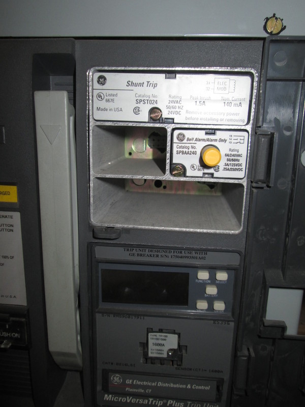 1600 Amps, General Electric, SHD16B216, 3P, 600V., MVT PM B216LSI trip, shunt, bell alarm, electrically - Image 2