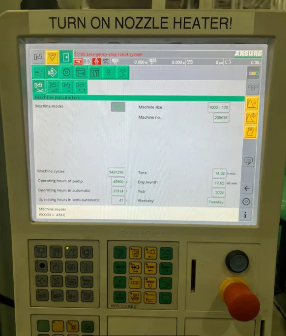 110 Ton, 2.7 oz., Arburg #Allrounder-470E-1000-170, Electric Injection Molding Machine, 19.6" max. mold - Image 5