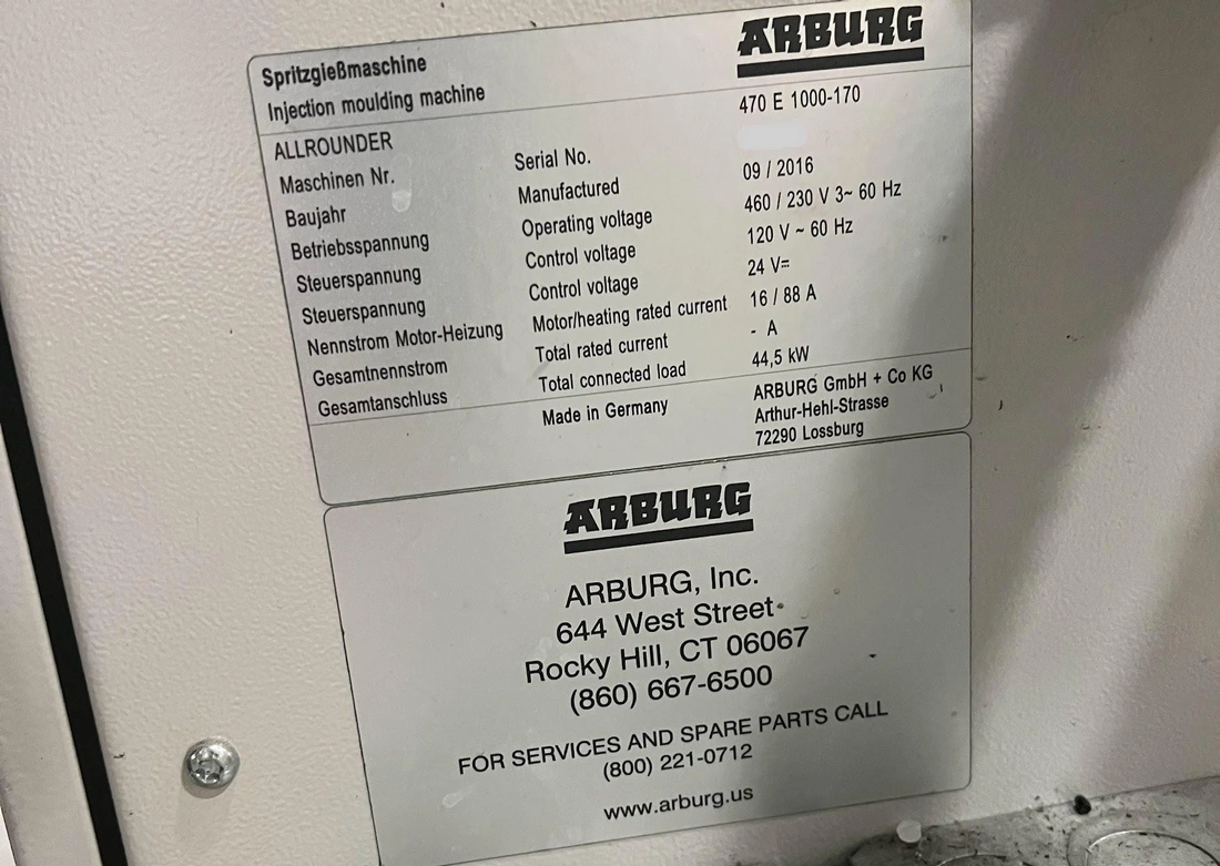 110 Ton, 2.7 oz., Arburg #Allrounder-470E-1000-170, Electric Injection Molding Machine, 19.6" max. mold - Image 6