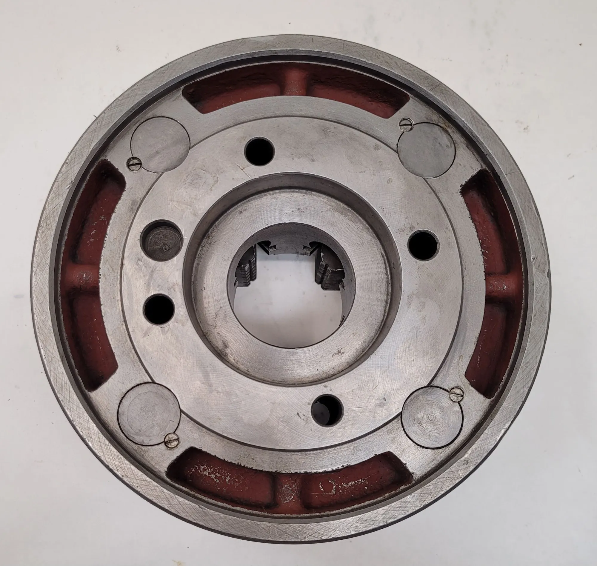 10" Bison #4965, 4-jaw lathe chuck, w/key - Image 7