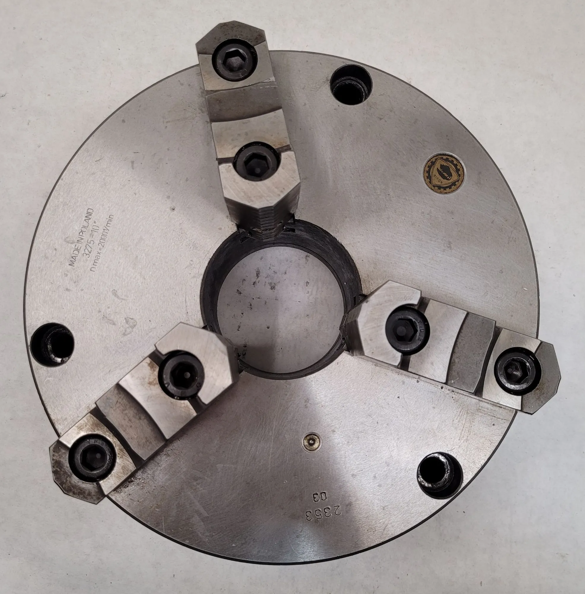 10" Bison #2353, 3-jaw lathe chuck, plain back - Image 2