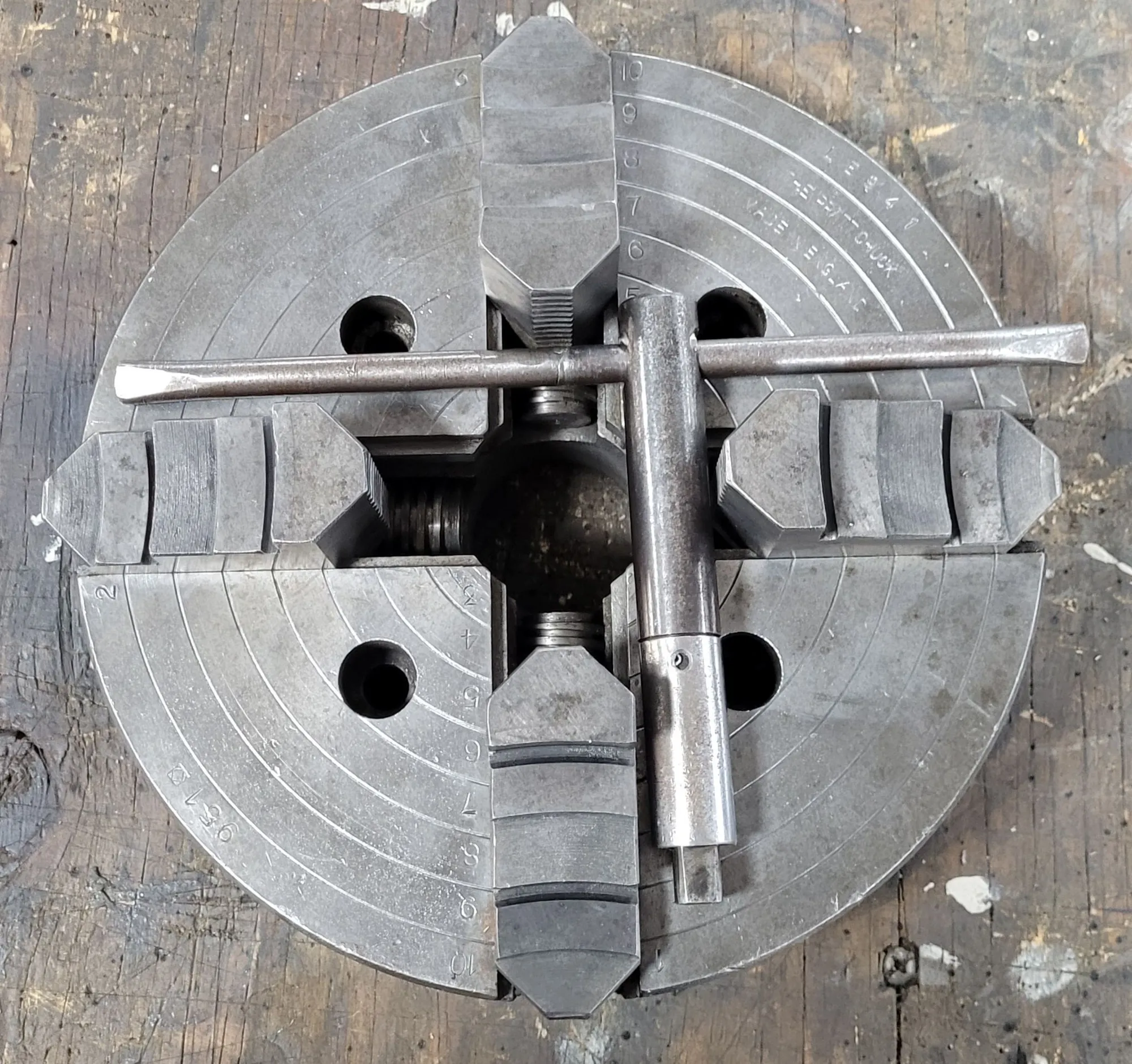 10" Pratt & Whitney Burnerd, 4-jaw lathe chuck, flat back - Image 2
