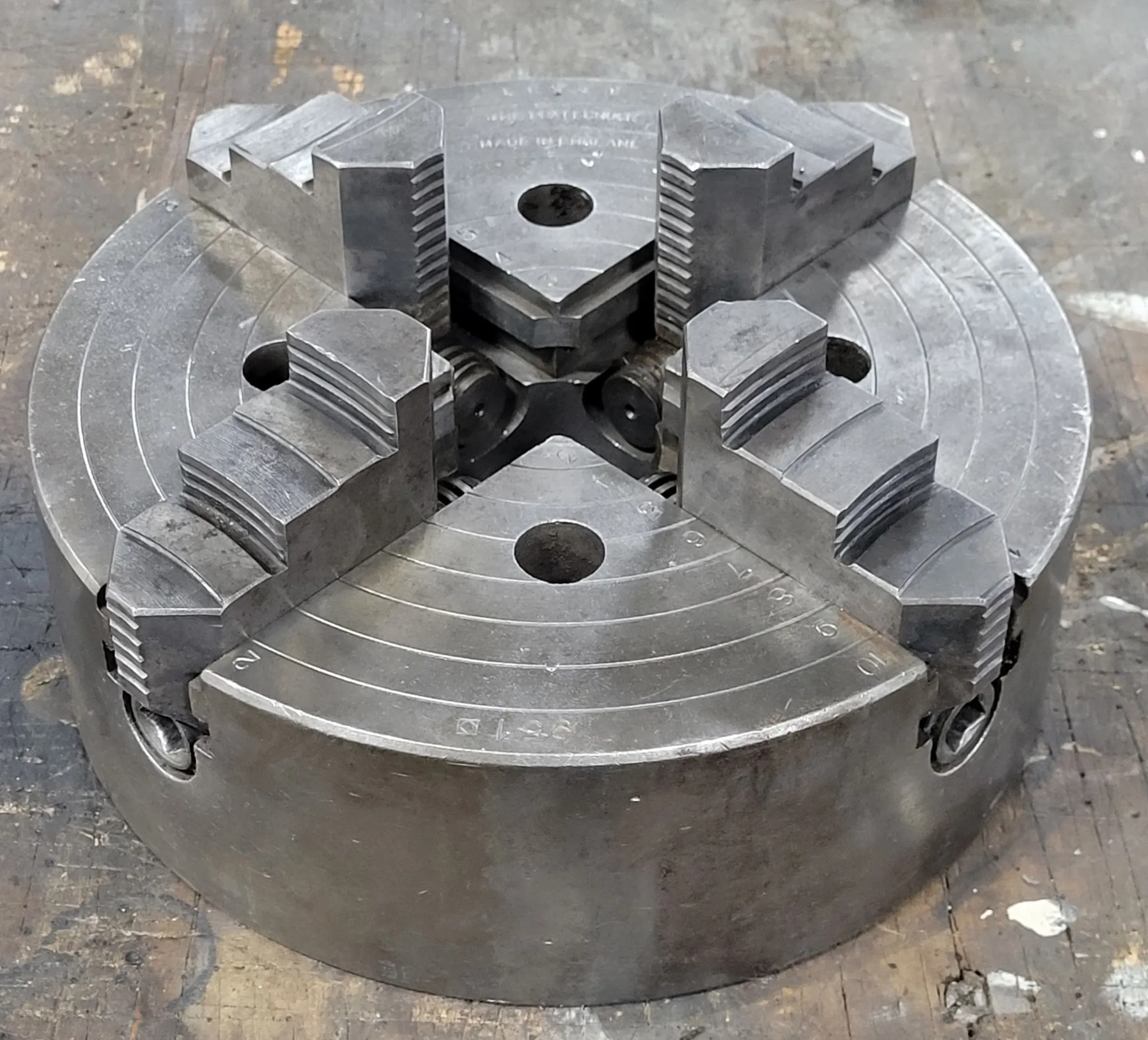 10" Pratt & Whitney Burnerd, 4-jaw lathe chuck, flat back - Image 3