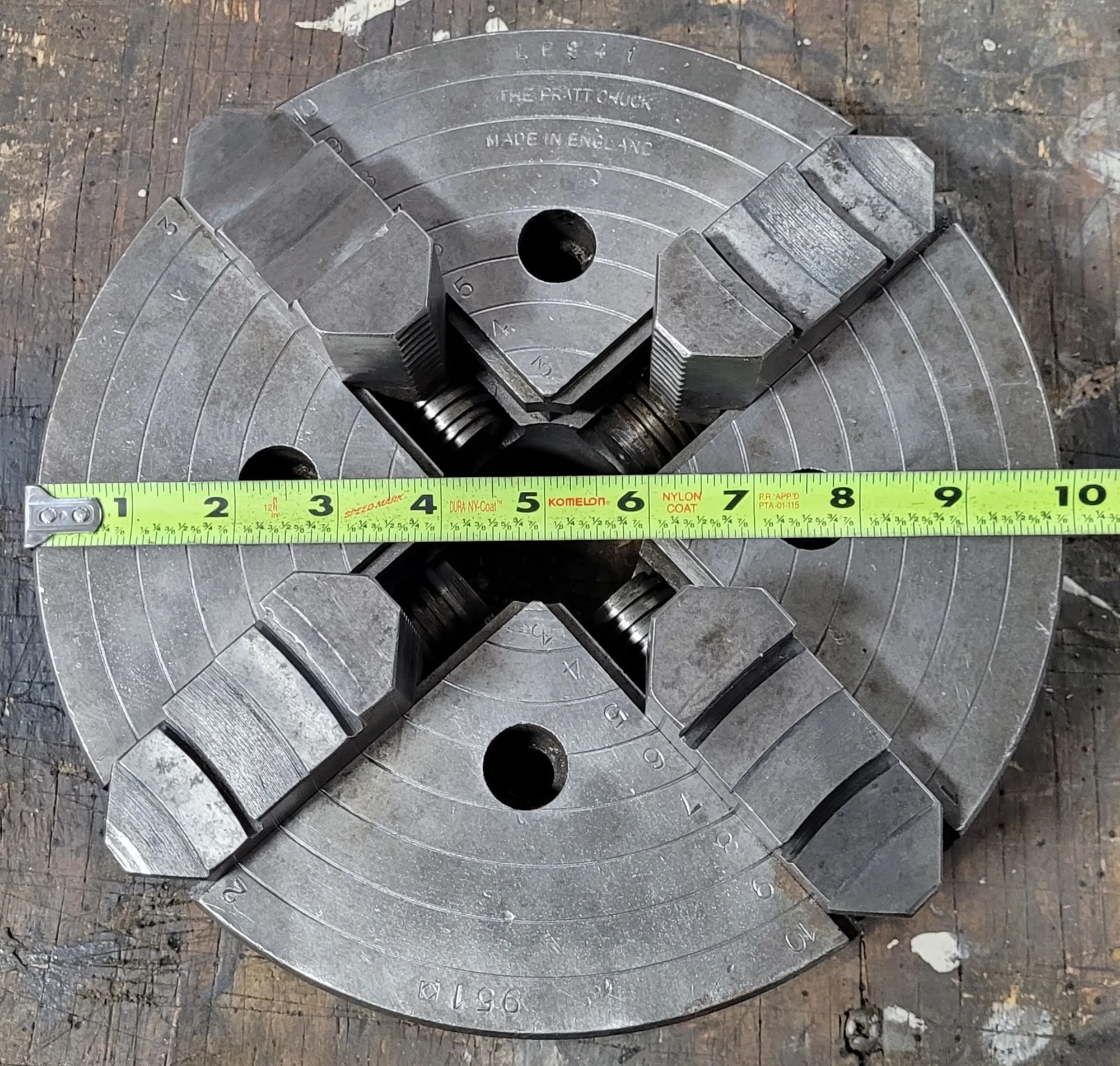 10" Pratt & Whitney Burnerd, 4-jaw lathe chuck, flat back - Image 6
