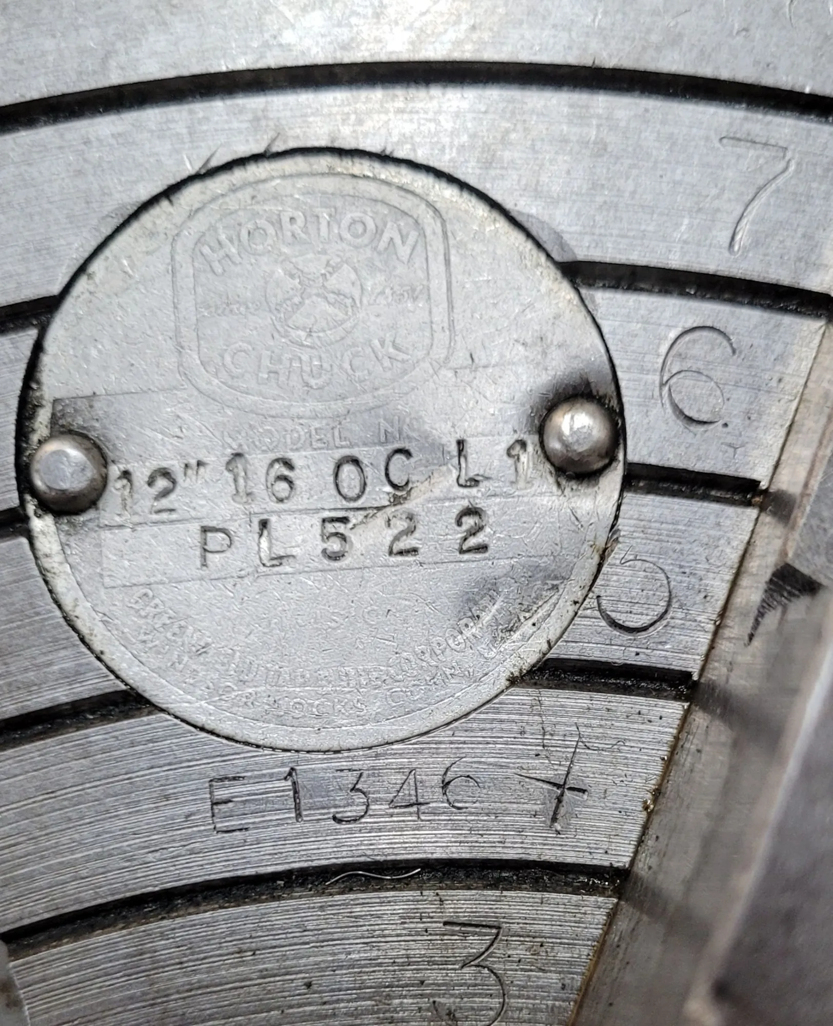 12" Horton #16OCL1/PL522, 4-jaw lathe chuck, L1 mount - Image 4