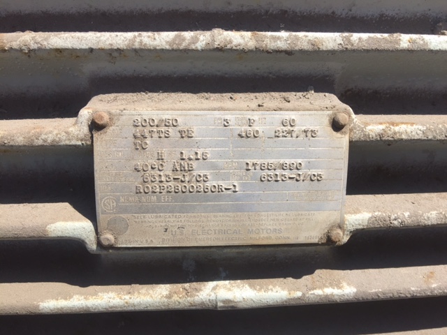 200/50 HP 1785/890 RPM U.S. Motors, Frame 447TS, TEFC, 460 Volts - Image 2