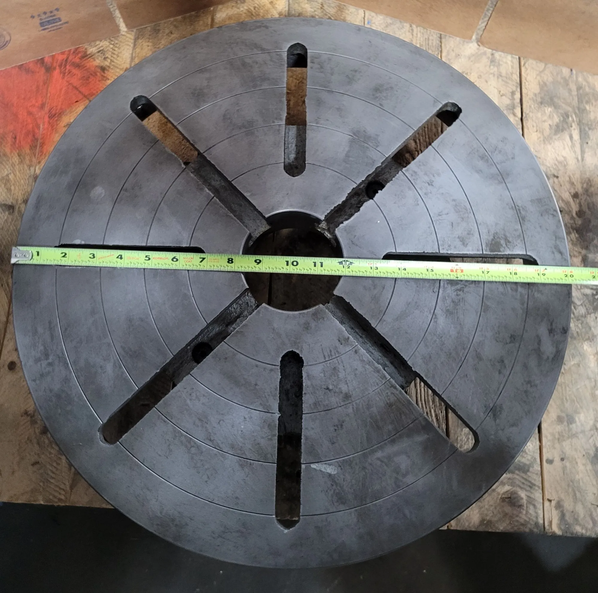 20" slotted lathe face plate, D1-11 camlock mount, 3.25" thru hole - Image 2