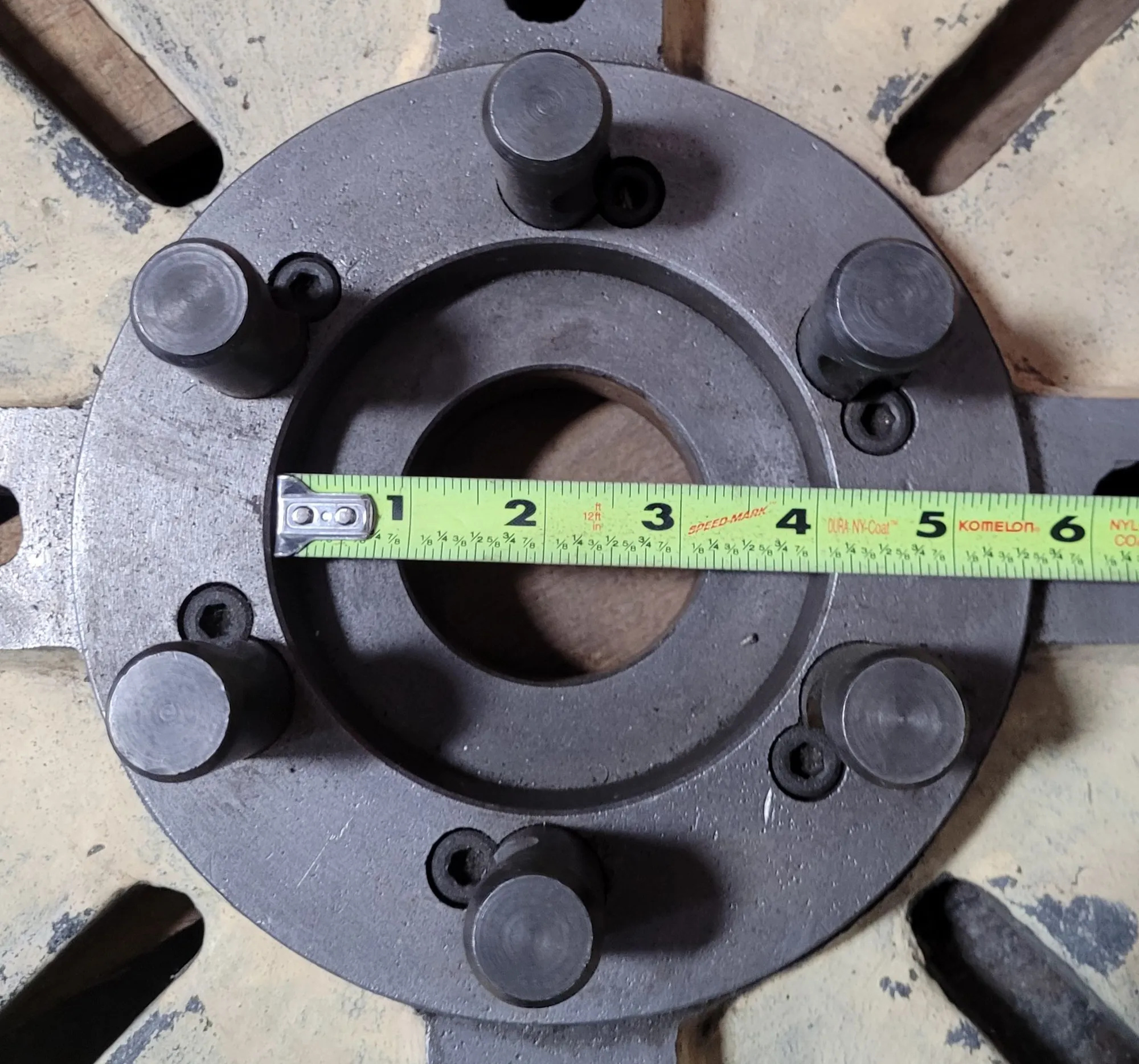 22" lathe face plate, D1-6 mount, 2-1/2" thru hole, 6 pins - Image 6