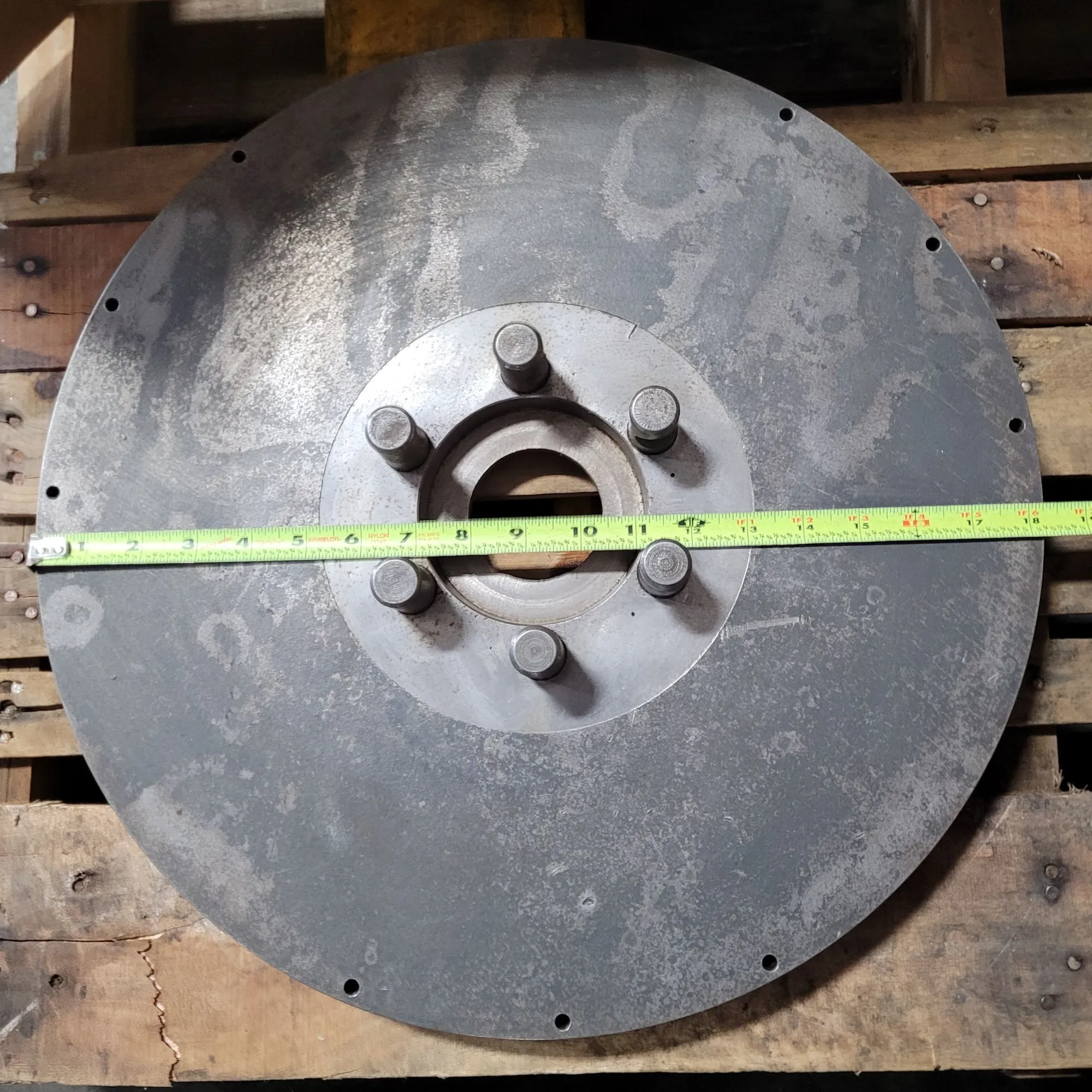 18-1/4" lathe plate, D1-6 mount, 3" thru hole, 6 pins, 4-1/8" hub ID - Image 9
