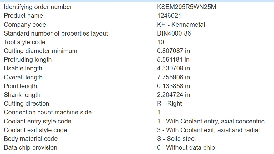Kennametal #KSEM205R5WN25M, KSEM coolant fed drill, .80" body diameter, 1" shank, 7.75" OAL - Image 8