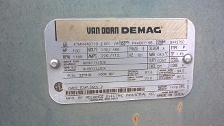 100 HP 1185 RPM Reliance, Frame 445TSC, Drip-Proof Ball Bearing, DDP, double shaft, 230/460 Volts - Image 2