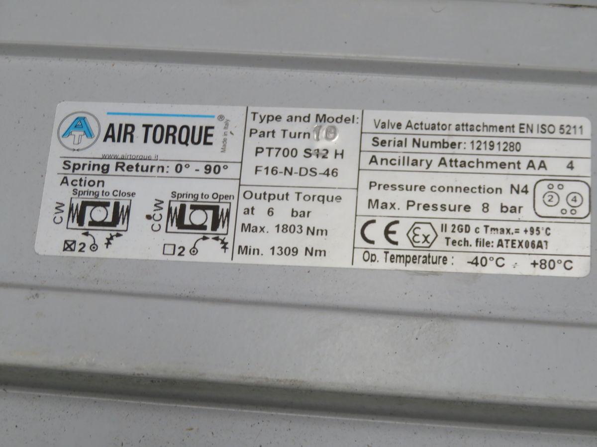 Air Torque #PT700-S12, pneumatic valve actuator, spring return, 0° - 90°, 1309-1803 NM torque, 116 psi - Image 7