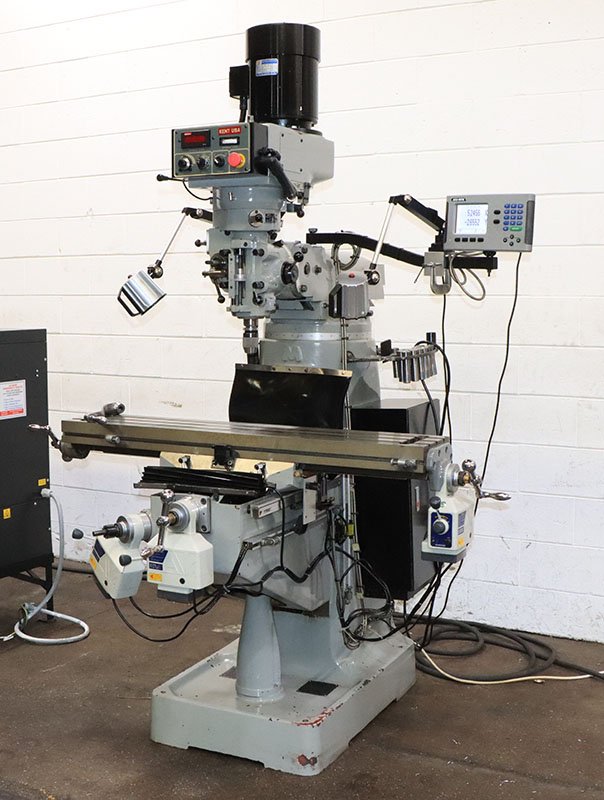 Kent #KTM-3VSF, vertical mill, 9" x49" tbl., 3 HP, 35" X, 12" Y, 15" Z, 60-4500 RPM, R-8, variable speed - Image 3