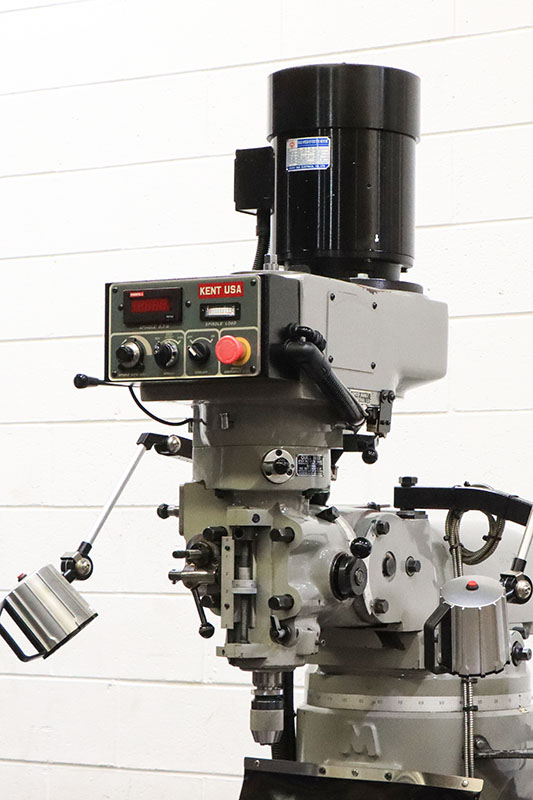 Kent #KTM-3VSF, vertical mill, 9" x49" tbl., 3 HP, 35" X, 12" Y, 15" Z, 60-4500 RPM, R-8, variable speed - Image 4