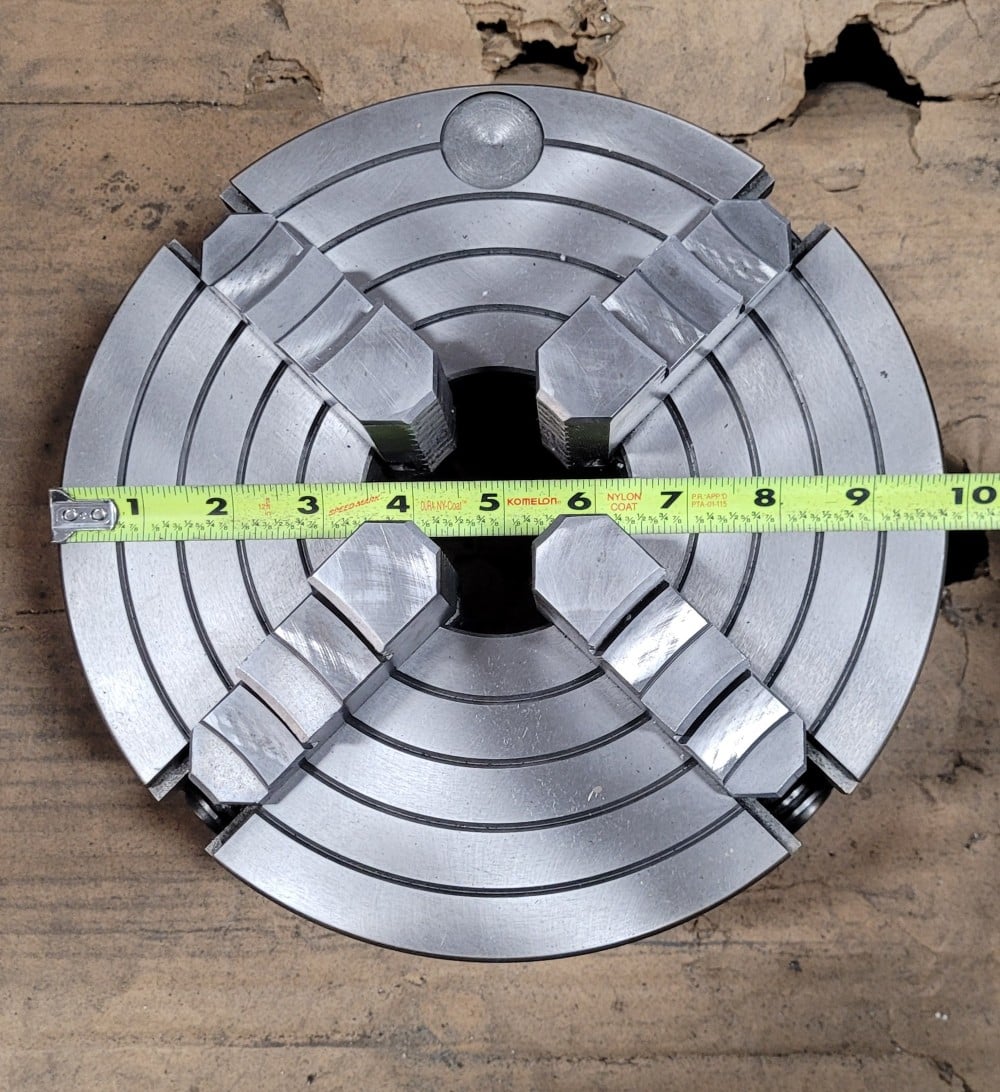 10" Bison, 4-jaw lathe chuck, D1-6 mount, 2-7/8" thru hole, w/ chuck key - Image 3