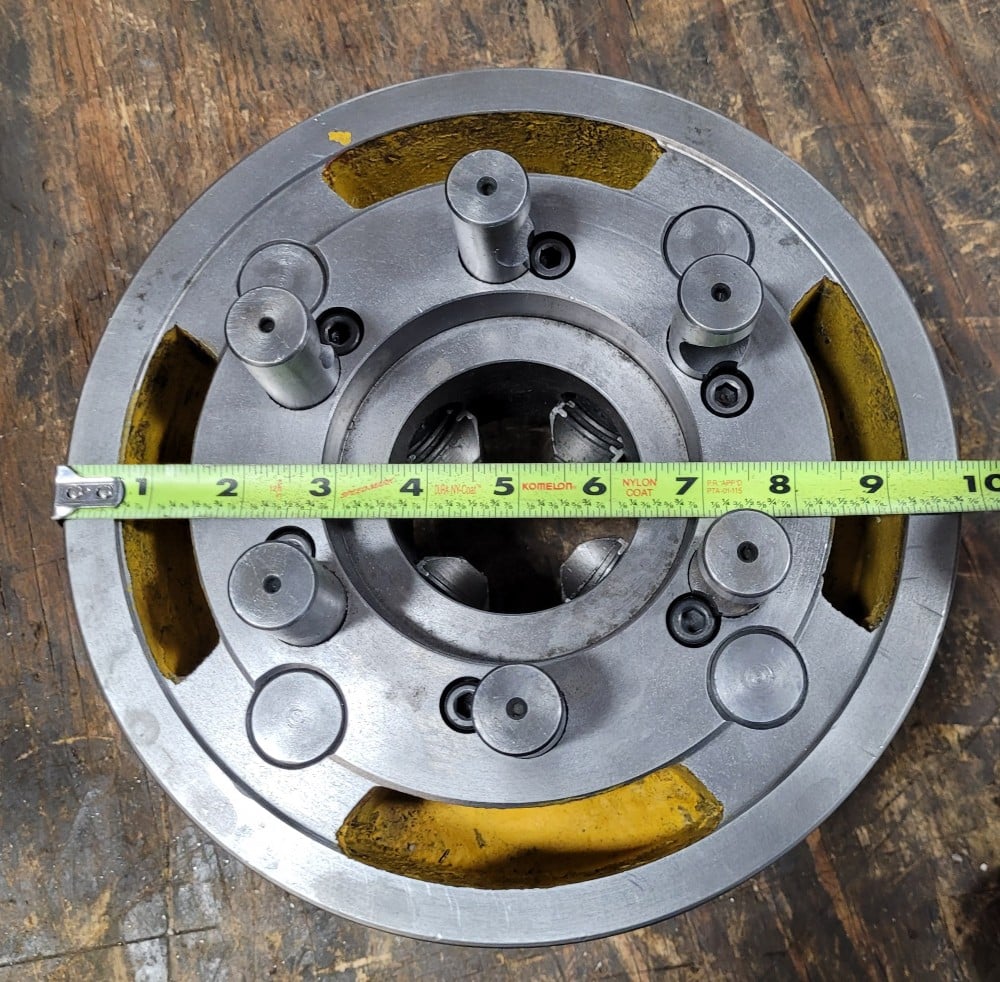 10" Bison, 4-jaw lathe chuck, D1-6 mount, 2-7/8" thru hole, w/ chuck key - Image 7