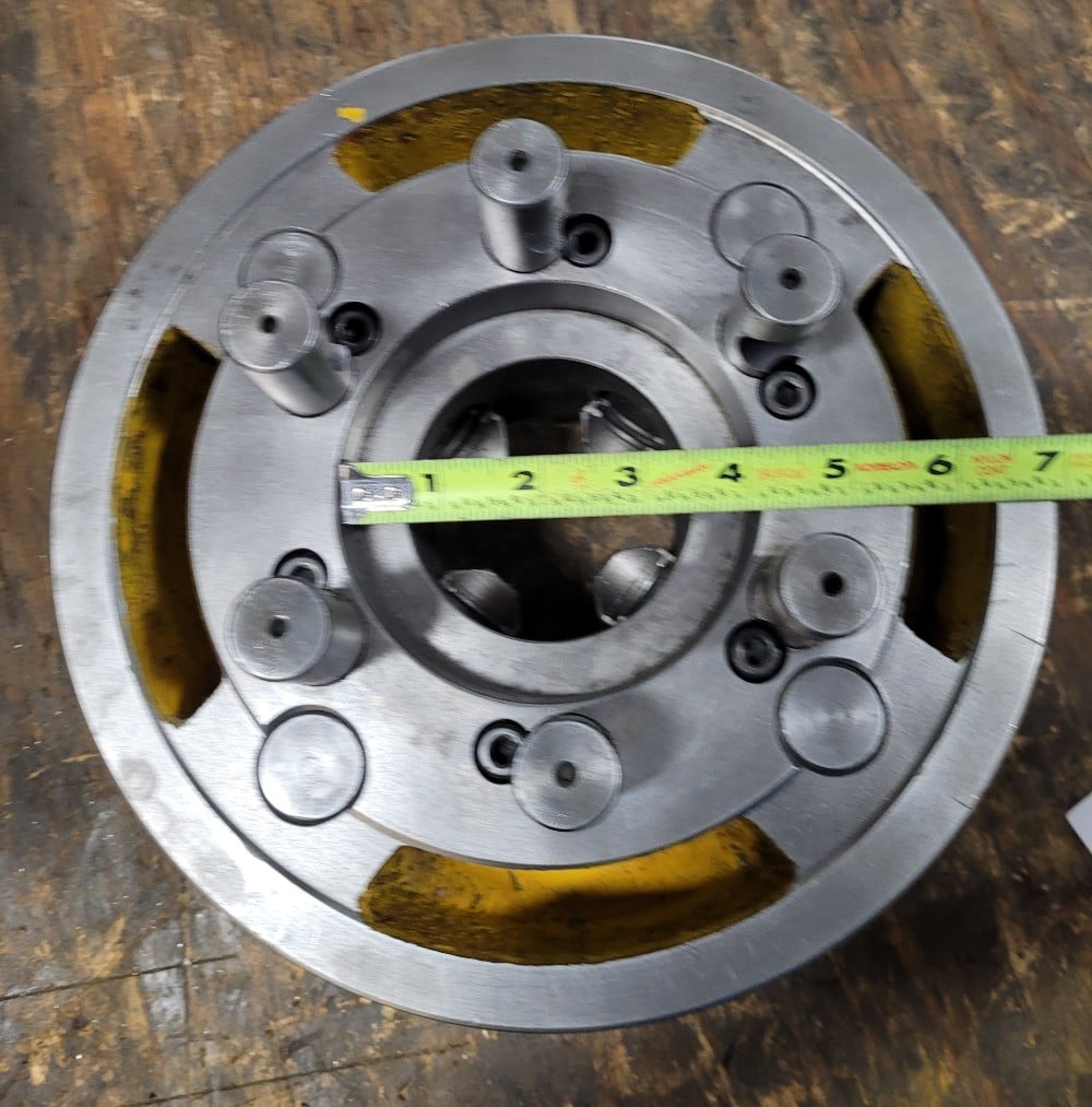 10" Bison, 4-jaw lathe chuck, D1-6 mount, 2-7/8" thru hole, w/ chuck key - Image 8