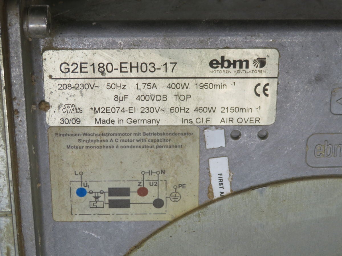 375 CFM, EBM Papst #G2E180-EH03-17, Centrifugal Fan, 2150 RPM, 415 width, 230 V. (2 available) - Image 5