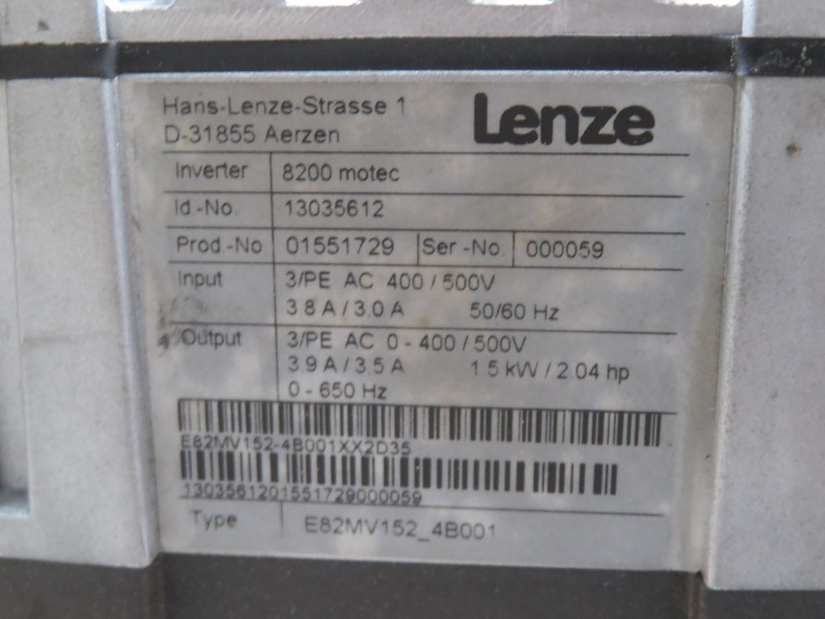 Lenze #HRD1TFUK-105/0.9, Inverter Blower Assembly, 1.5 kW, 2 HP, 400/500 V., 3 Ph., E82MV152-4B001 - Image 5