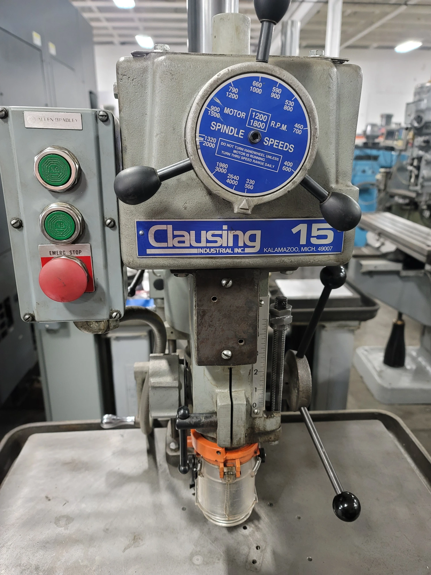 15" Clausing #1685, Variable Speed Drill Press, 330-2640 RPM, 3/4 HP, Production Table, 208-230/480 V., 3 Ph. - Image 7