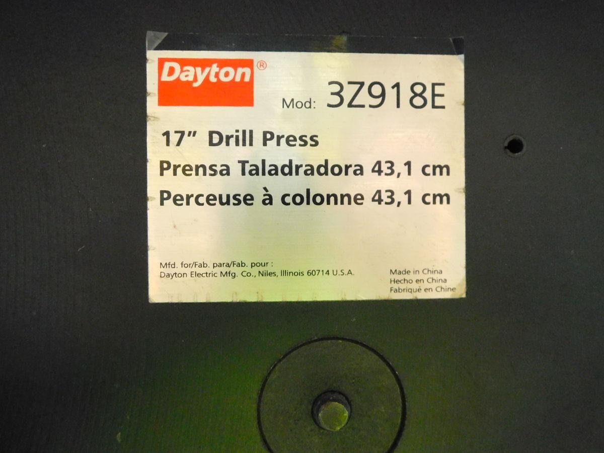 17" Dayton #3Z918E, Drill Press, 3/4 HP, 120/240 V., 1 Ph. - Image 8