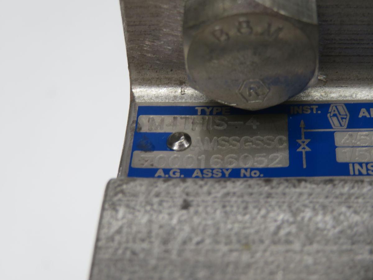 1/2" Anderson Greenwood #M4THIS-4-AMS-SG-SSC, 3-Valve Instrument Manifold, 6000 PSI. Max, NPT, 316 Stainless - Image 4