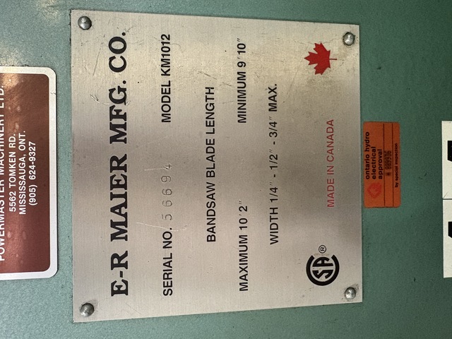 10" x 12" E-R Maier #KM1012, Roll-In Horizontal Band Saw, 18" x 30" table, 76-363 FPM, 1/4"-3/4" blade width - Image 6