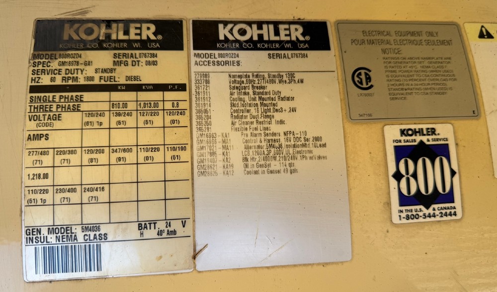 810 KW Kohler / DDC MTU #8090ROZD4, Diesel Generator, 277/480 Volts - Image 6